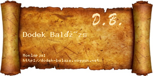 Dodek Balázs névjegykártya